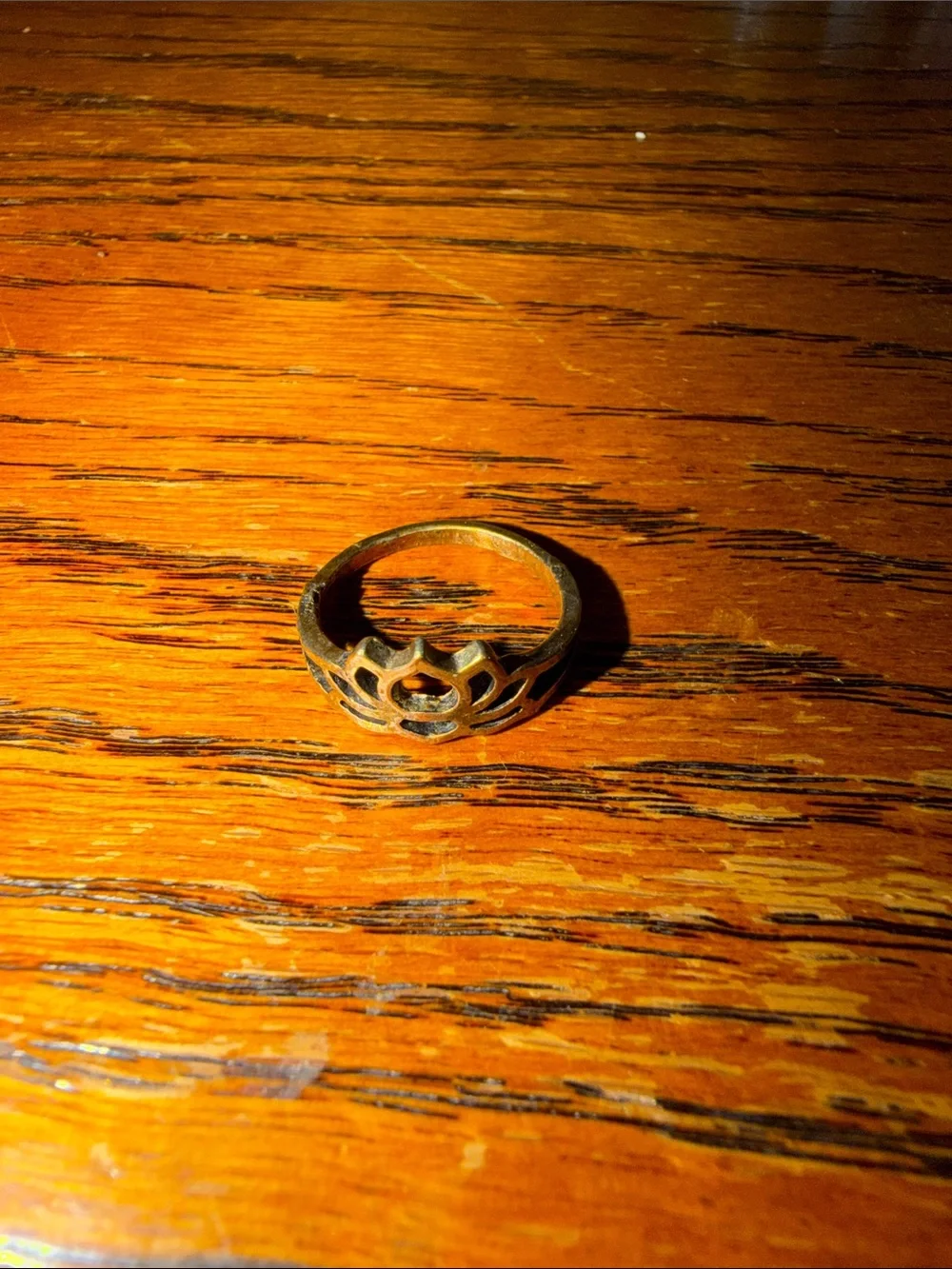 Delicate Lotus Cutout Ring in Antique Gold - Women Jewelry